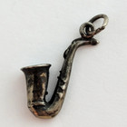 Vintage Sterling Silver Horn Saxophone Charm Pendant 925 Wind Instrument Patina