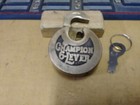Antique vintage Miller Champion 6 Lever Push Key Pancake Padlock W key  5 7