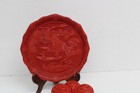 Intricate Chinese Lacquer Ware Handcarved Box Flower   Plate