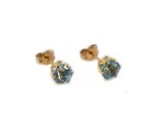 19thc Antique 1  ct Blue Topaz 14kgf Earrings Travel Amulet Medieval German Saxon