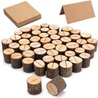 50 Pieces Wooden Place Card Holders With 50 Kraft Paper Cards  Rustic Wood Ta   