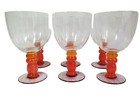Mid Century Modern Tri-color Art Glass Goblets Set Of  6 Hand Blown Recycled