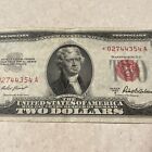 1953a 2 Dollar Bill Red Seal Star Note Lucky Low Series Number  02744354 A