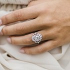 2 30ct Oval-cut Lab Created Diamond Halo Engagement Ring 14k White Gold Plated