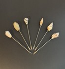 6 Seashell Metal Olive Charcuterie Cheese Hors D   oeuvres Cocktail Picks Forks