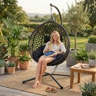 Folding Rattan Hanging Hammock Egg Chair Swing Basket Chair Aluminum Steel Stand