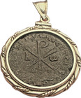 Ancient Roman Coin Sterling Silver Necklace With Christogram - Chi-rho