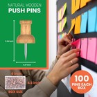100 Pcs Wooden Push Pins Thumb Tacks For Cork Board Wall Bulletin Board