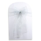 10 Pcs Organza Chair Cover Bow Sash 108 x8  - Silver - Wedding Party Banquet Mr