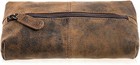 Handmade Leather Zip-lock Cosmetic Makeup Pouch Bag Pen Pencil Case
