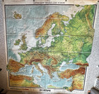 Vintage 1952 Fold Out Wall Hanging Map Of  europe   Rl2 Denoyer Geppert