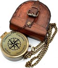 Engraved Brass Pocket Compass Values Compassion Integrity Vintage Leather Gift