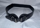 Vintage Black Leather Double Buckle Waist Belt