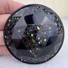 Antique Large Black Glass Button Faceted Hand Painted Art Nouveau Almost 3 