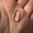 14k Solid Gold Carabiner baby Lock charm Holder charm Enhancer oval Lock