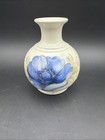 Walter Moorcroft Anemone Blue Floral Art Pottery Vase 4 75    England Vintage
