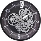 Moving Gears Wall Clock  16 Inch Industrial Steampunk Vintage 16 Inch Black