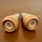 Vintage Mcm Denmark Danish Modern Teak Wood Metal Salt Pepper Shakers