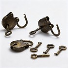 3   Old Vintage Antique Style Mini Padlocks Key Lock Bronze Retro Jewelry Lock B