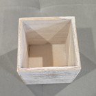 Set Of 6 Small Square Wood Decorative Storage Boxes  Distressed Whitewashed