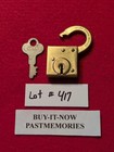 Miniature  yale 1671  Brass Padlock W  Key  Old Vintage Antique Lock Lot  417