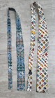 Lot Of 2 Neck Tie Vtg Rooster 50s 60s Square End - Blue Green   Nautical Flags