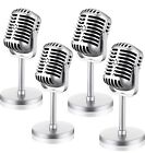 Zubebe 4 Pcs Retro Microphone Props Vintage Plastic Microphone Fake Microphone