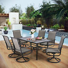 Patio Dining Table Set Of 7 Outdoor Furniture Swivel Chairs Lawn Garden Yard