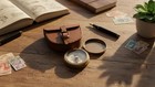Authentic Vintage Brass Pocket Compass With Leather Case Rustic Vintage Home