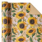  Kraft Floral Wrapping Paper Roll - Mini 17 Inch X 9 8 Feet Sunflower   Leaves