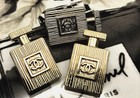 10 Pcs Chanel Cc Logo Stamped Gold Tone Square Buttons 20mm Set Of 10