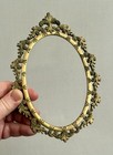 Vintage Small Antique Gilt Brass Ornate Victorian Oval Picture Frame - Italy