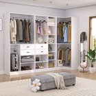 Freestanding Closet System With 3 Sets 110   Reversible Walk-in Closet Organizer
