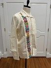 Large Hand Made Long Sleeve San Antonino Embroidery Mexican Guayabera Shirt 