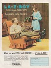 La Z Boy Reclina Rocker Chair Mid Century Living Room Vintage Print Ad 1970