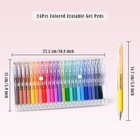 24pcs Colored Erasable Gel Pens  Fine Point 0 7mm  Retractable Assorted Color   