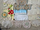 40 Vintage Doilies  Dresser Scarves  Pillow Cases Etc  Cutter Lot