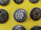 Lot Of 23 Vintage Indian Head Goldtone Metal Button Chief Headress Usa Rare 