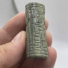 Rare Old Jasper Antique Inscriptions Intagli Cylinder Seal Bead With Impressions
