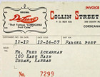 Vintage 1957 Billhead Collin Street Bakery Corsicana Texas Fruitcake Deluxe