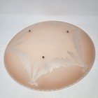 Vintage Ceiling Light Fixture Glass Shade Frosted Pink Etched Floral Dome 13 