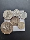 Lot 6 Us Silver Coins       1964 Half Dollar  Quarters  And Dimes       In Au Cond