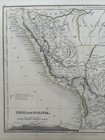1850 Peru   Bolivia Hand Coloured Antique Map By John Dower Showing Mountains
