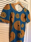 Nigerian African Women   s Dress Size Small S Handmade Short Sleeve Blue Circles