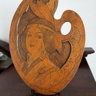 Antique Flemish Art Co  Wooden Native American Indian Princess Plaque 12 5x9 5   