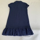 Polo Ralph Lauren Polo Dress Girl L 12-14 Blue Eyelet Ruffle Hem Pony Preppy