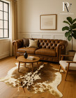 100  Brindle Cowhide Rugs Area Cow Skin Hairon Leather Carpet Size 73 X 65 Inch
