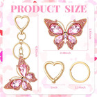 3 Pcs Butterfly Keychain Pink Cute Heart Key Chain Blue Butterfly Purse Charm Fo