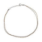 Vintage Italy Gold-tone Sterling Silver 925 Dual Chain Bead Anklet 9 -10 