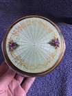 Vtg Etched Glass Powder Jar Lid Floral Flower Large Vanity Accessory Gorgeous